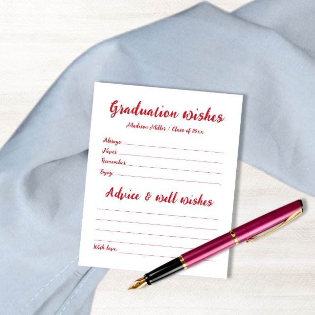 Ratschläge und Wünsche für handgeschriebenen Schri (Advice & Wishes For Graduate Red Handwritten Font)
