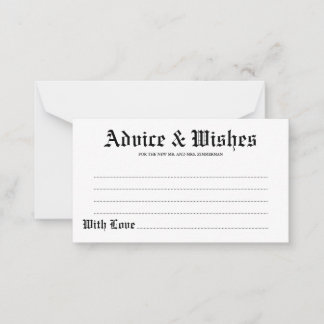 Ratschläge und Wünsche Gotische Hochzeitkarte Hinweiskarte