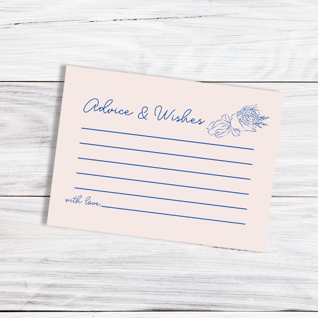 Ratschläge und Wünsche Handgezeichnete Blume Braut Begleitkarte (Advice & Wishes Hand Drawn Flowers Bridal Shower Enclosure Card)