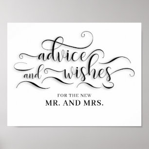Ratschläge und Wünsche Hochzeitsschild Poster