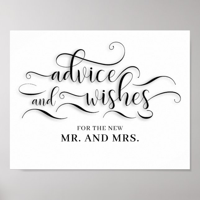 Ratschläge und Wünsche Hochzeitsschild Poster (Vorne)