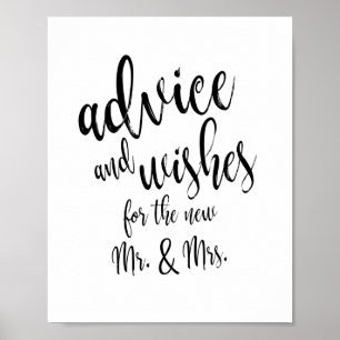 Ratschläge und Wünsche Kalligrafie 8x10 Hochzeitss Poster