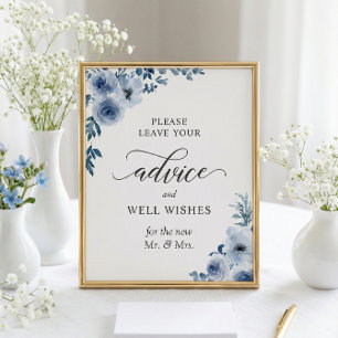 Ratschläge und Wünsche Signieren Dusty Blue Floral Poster
