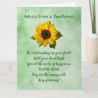 Ratschläge von einer Grußkarte für Sonnenblumen Karte