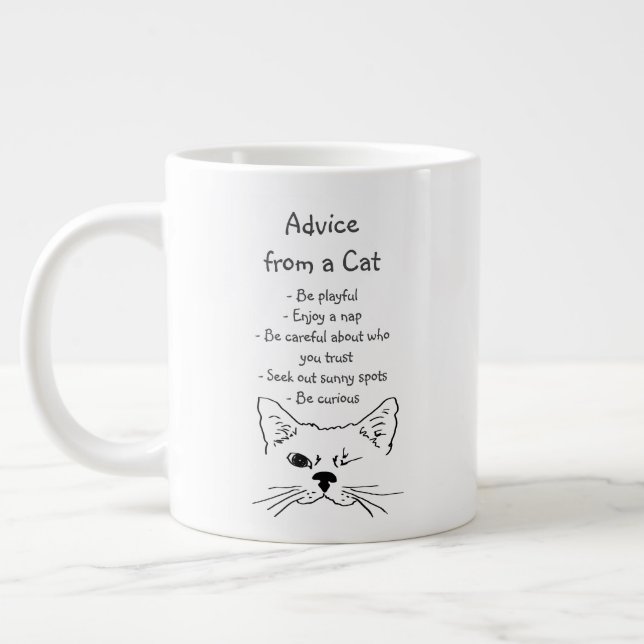 Ratschläge von Winking Cat Fun Animal Spaß Jumbo-Tasse (Links)