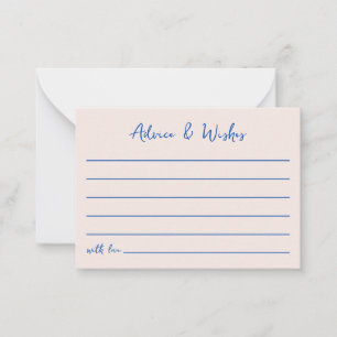 Ratschläge & Wünsche Blauer Bow Handgezeichnetes B Mitteilungskarte