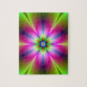 Rätsel der grünen und rosa Blume Puzzle