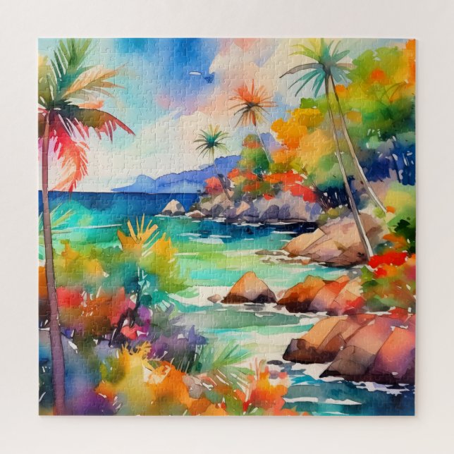 Rätsel der tropischen Wasserfarben Puzzle (Vertikal)