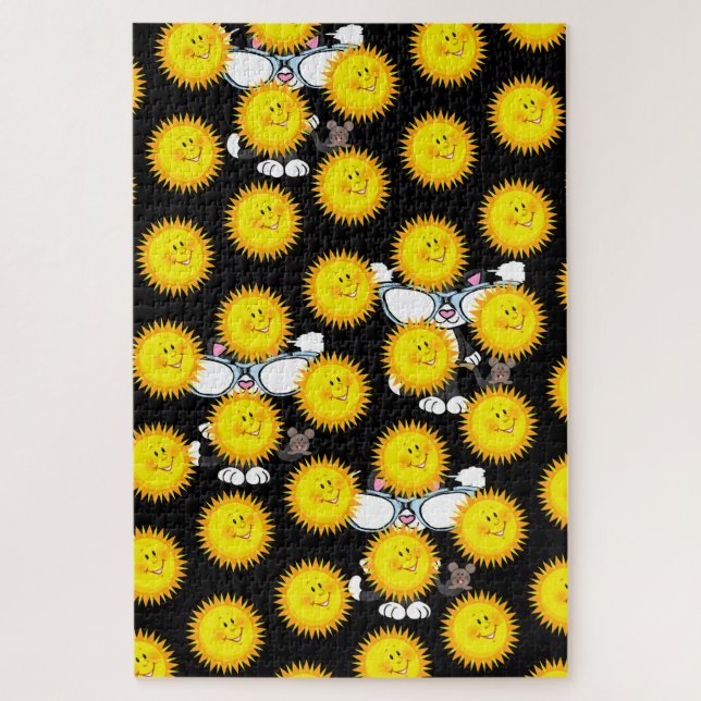 Rätsel, die die Sun Black Cat im Hintergrund herau Puzzle (Vertikal)