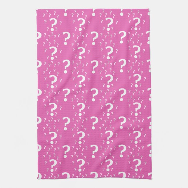 Rätsel-Fragezeichen rätseln pink Geschirrtuch (Vertikal)