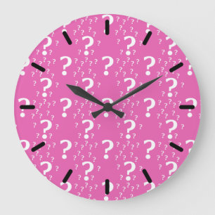 Rätsel-Fragezeichen rätseln pink Große Wanduhr