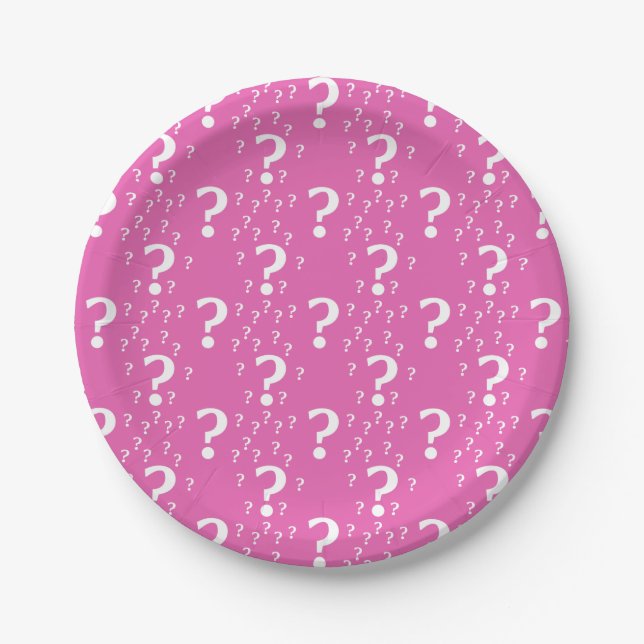 Rätsel-Fragezeichen rätseln pink Pappteller (Vorderseite)