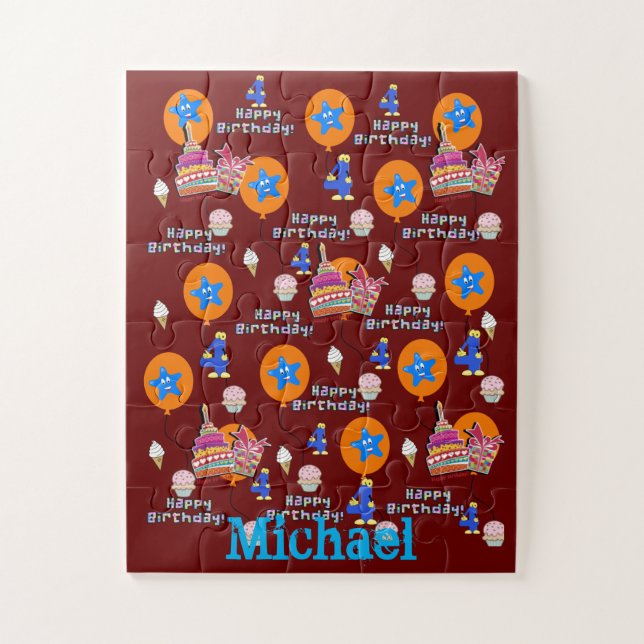 Rätsel, Happy 4. Geburtstag, #4 Geburtstag Dunkle  Puzzle (Vertikal)