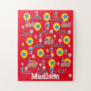 Rätsel, Happy 7th Birthday, #7 Birthday Red Puzzle