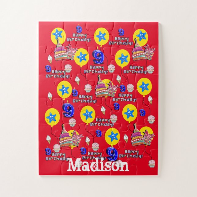 Rätsel, Happy 8. Geburtstag, #8 Geburtstag Rot Puzzle (Vertikal)