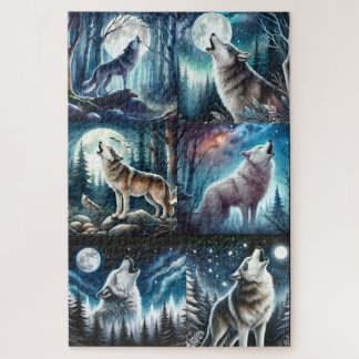 RÄTSEL: Heulender Wolf 6-Panel-Collage-Puzzle Puzzle