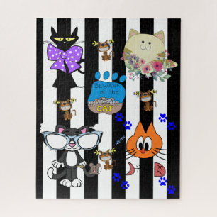 Rätsel Katzen Kätzchen Fische KnochenSchwarzer Str Puzzle