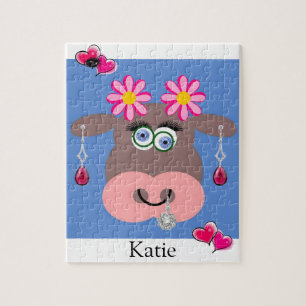Rätsel Kuh Rosa Blumen Floral Puzzle