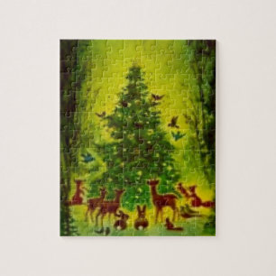 Rätsel, Weihnachtsfeier rund um einen Baum Puzzle