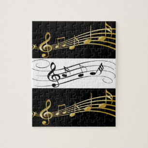 Rätsel Weiße und Schwarze Gold-Musiknote Puzzle