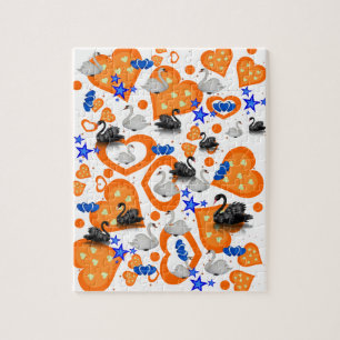 Rätsel Weiße und Schwarze Schwäne hören Sterne Puzzle