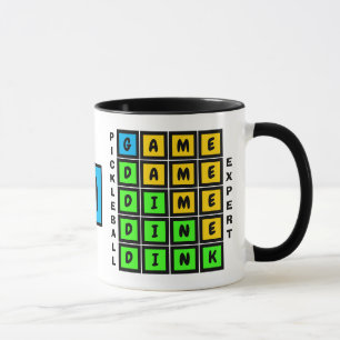 Rätsel-Wortspiel-DINK-Pickleball-Monogramm Tasse