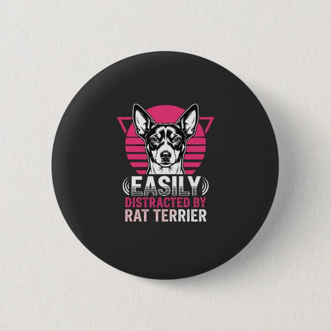 Ratt Terrier leicht abgelenkt Retro-Hund Button (Vorderseite)