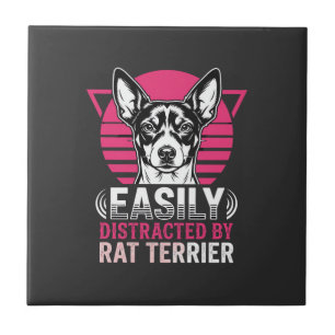 Ratt Terrier leicht abgelenkt Retro-Hund Fliese