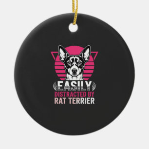 Ratt Terrier leicht abgelenkt Retro-Hund Keramik Ornament
