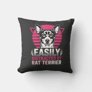 Ratt Terrier leicht abgelenkt Retro-Hund Kissen