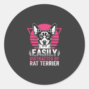 Ratt Terrier leicht abgelenkt Retro-Hund Runder Aufkleber