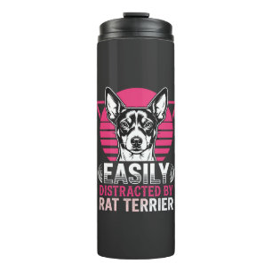 Ratt Terrier leicht abgelenkt Retro-Hund Thermosbecher