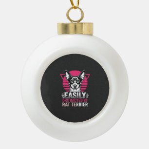 Ratt Terrier leicht abgelenkter Retro-Hund Keramik Kugel-Ornament