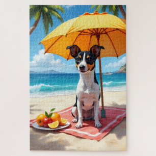 Ratt Terrier Strandentspannungsszene Puzzle
