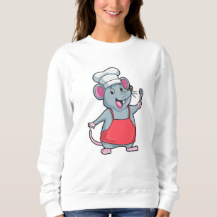 Ratte als Koch mit Cooking Schürze & Spoon Sweatshirt