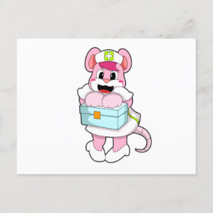 Ratte als Krankenschwester mit Kiste Postkarte