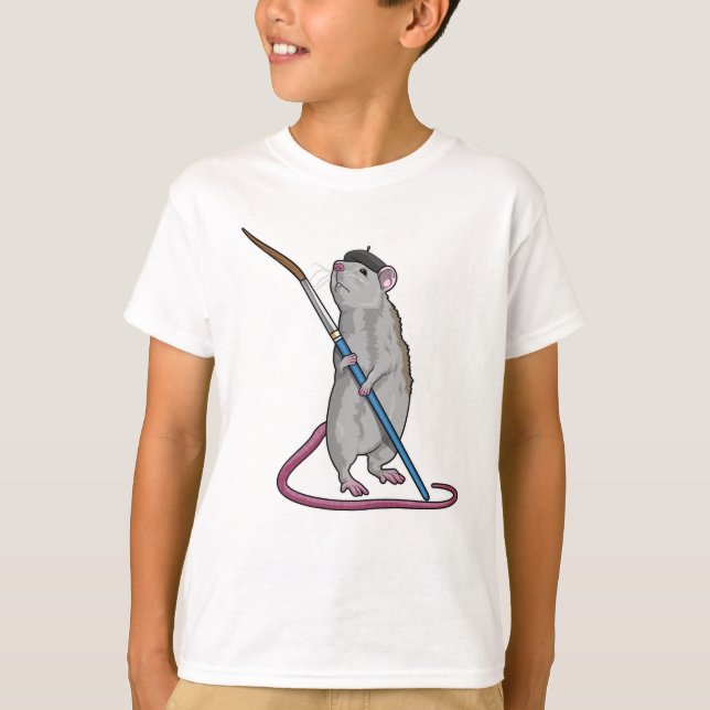 Ratte als Maler mit Pinsel T-Shirt (Vorderseite)