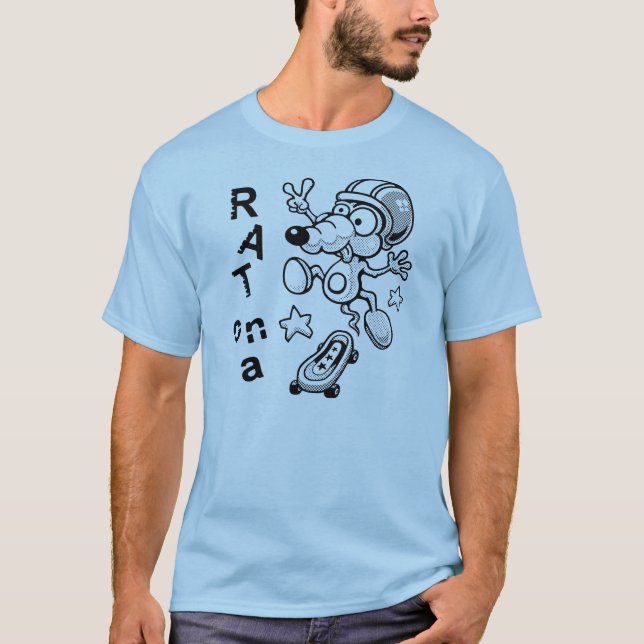 Ratte auf einem Skateboard-T - Shirt (Vorderseite)