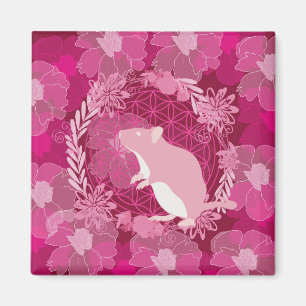 Ratte,Blume des Lebens, Rose, Mandala,Zen,Chakra,M Magnet