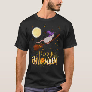 Ratte fährt Hexe Schrotflinte Ratte Halloween T-Shirt