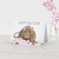 Ratte in den Blume Geburtstagskarte