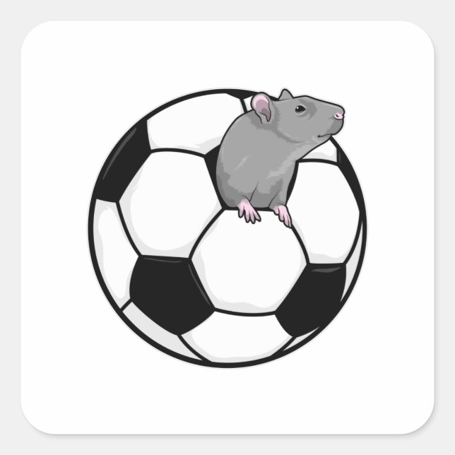 Ratte mit Fußball Quadratischer Aufkleber (Vorderseite)