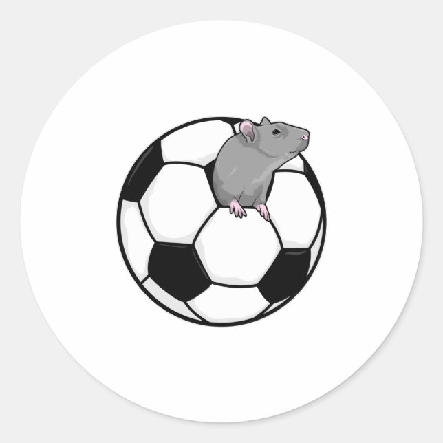 Ratte mit Fußball Runder Aufkleber (Vorderseite)