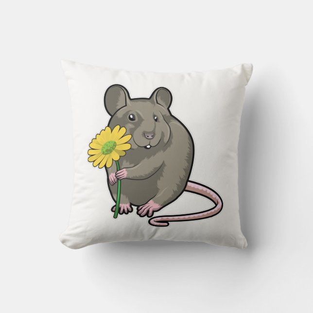 Ratte mit gelber Blume Kissen (Vorderseite)