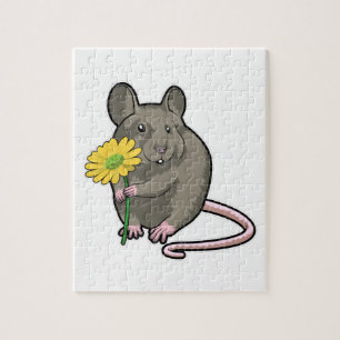 Ratte mit gelber Blume Puzzle