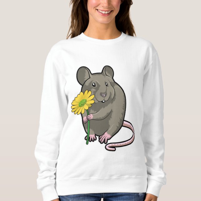 Ratte mit gelber Blume Sweatshirt (Vorderseite)