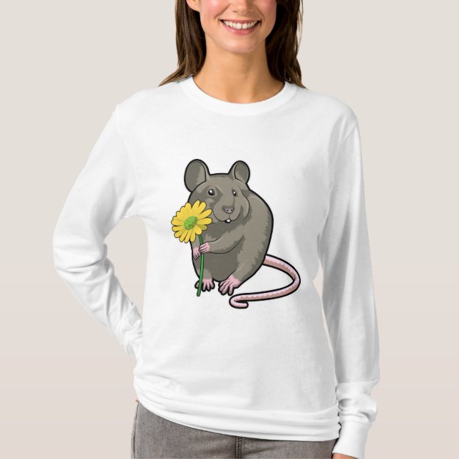 Ratte mit gelber Blume T-Shirt (Vorderseite)