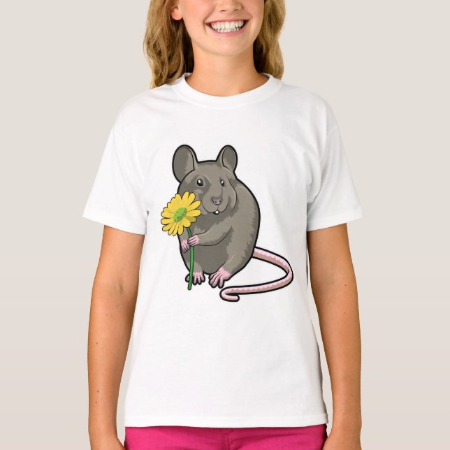 Ratte mit gelber Blume T-Shirt (Vorderseite)