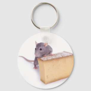 Ratte mit Käse Schlüsselanhänger