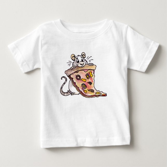 Ratte mit Pizza-Säuglings-T - Shirt (Vorderseite)